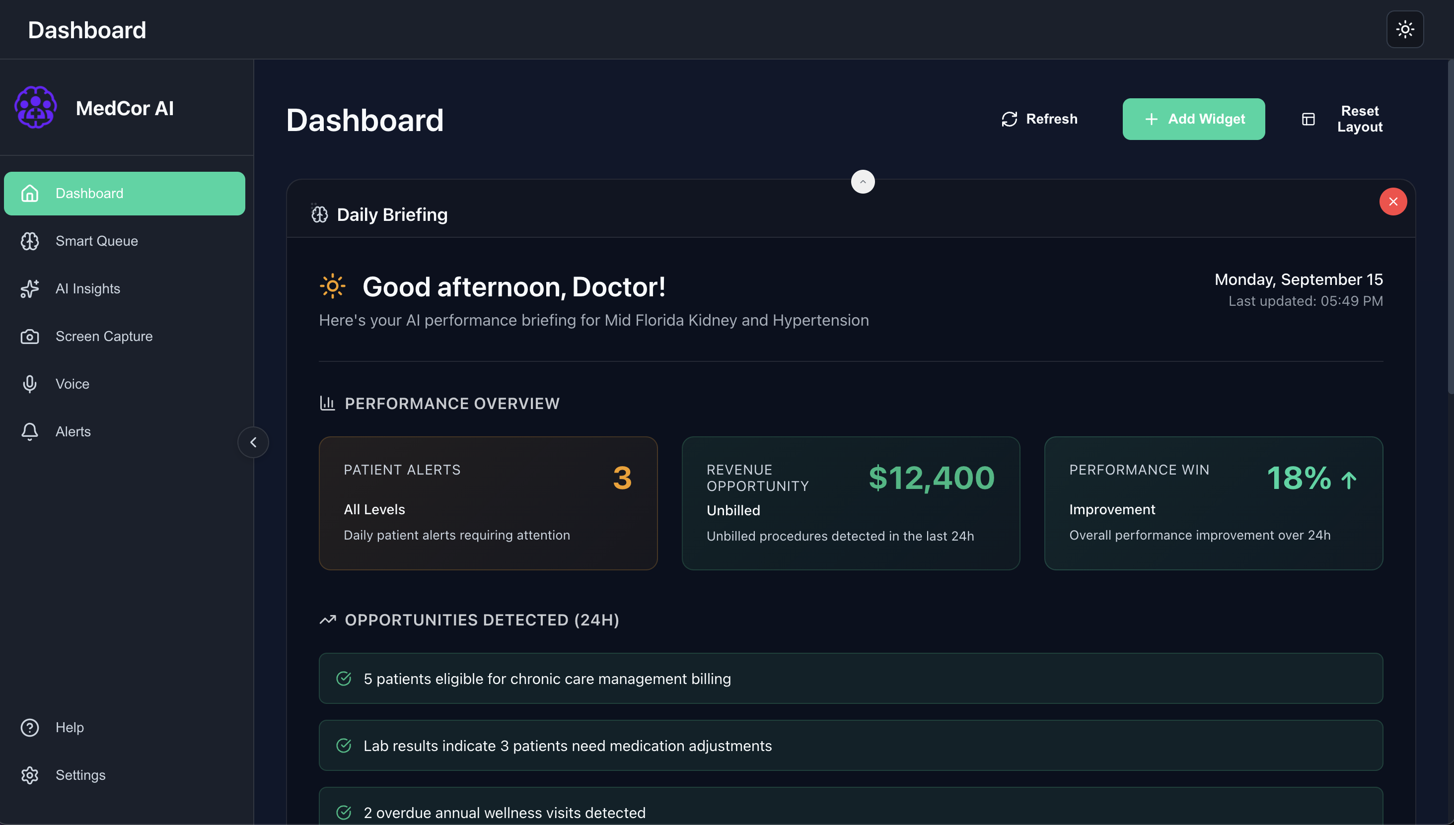MedCor AI Dashboard